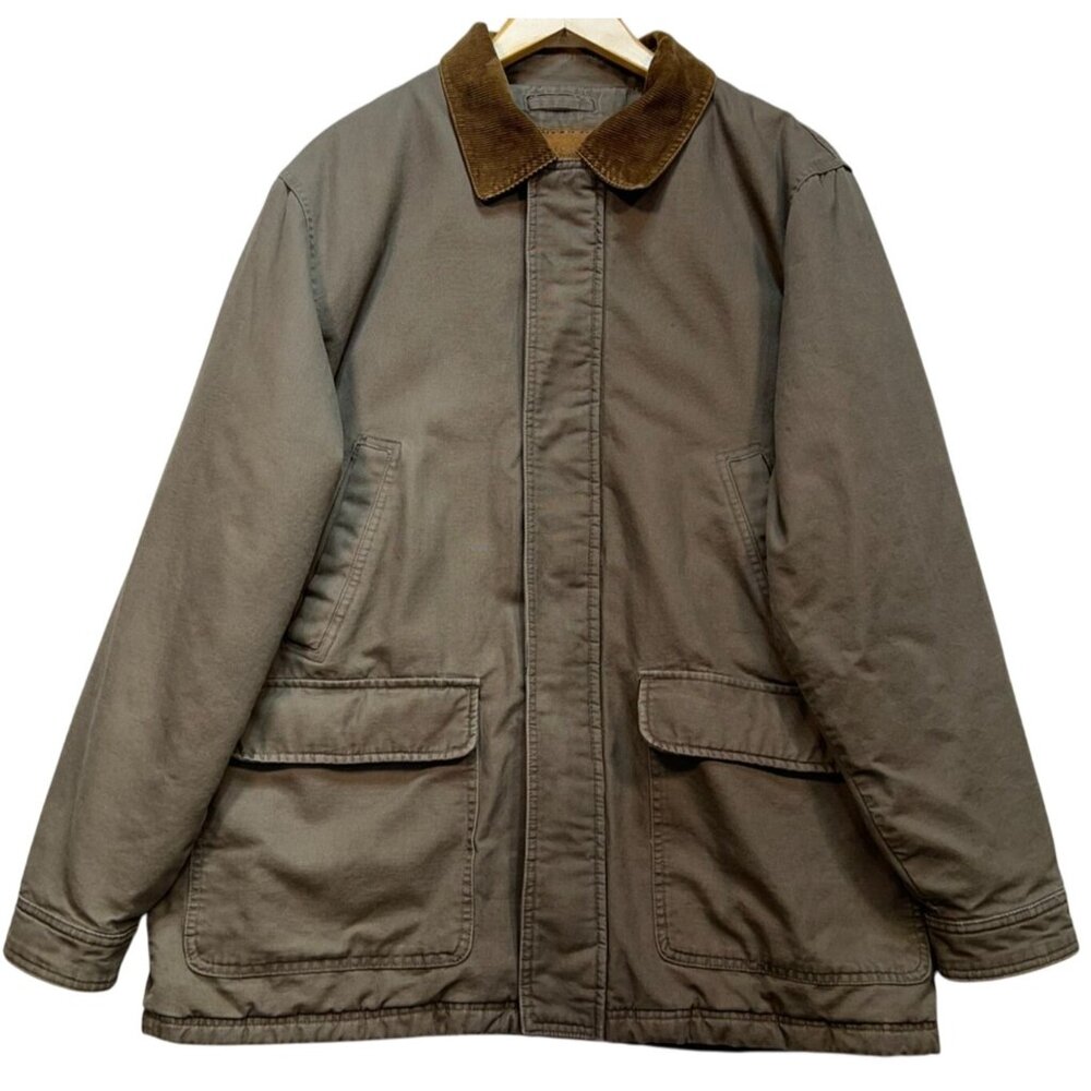 Sonoma Men's Zip Up Cardigan Jacket Long Sleeve Sz L Olive Green Corduroy Collar